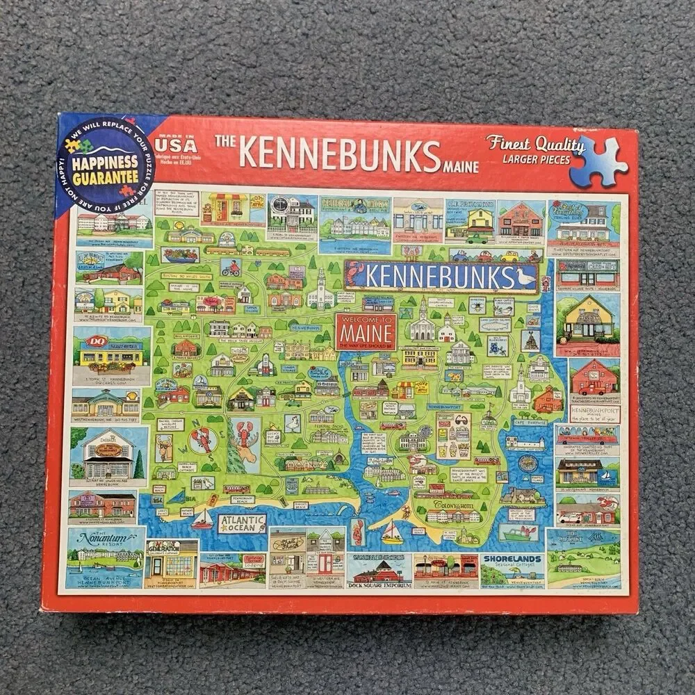 White Mountain The Kennebunks Maine HTF 1000 pc Puzzle Nonantum Lobster Complete